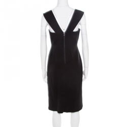 Pre Owned Elie Tahari Black Knit Satin Lined Sleeveless Fitted Sheath Dress S