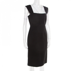 Pre Owned Elie Tahari Black Knit Satin Lined Sleeveless Fitted Sheath Dress S