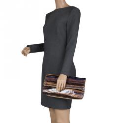 Pre Owned Elie Tahari Multicolored Patent Leather Clutch