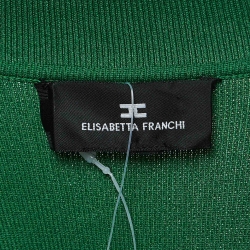 Pre Owned Elisabetta Franchi Green/White Knit Pleated Mini Dress M