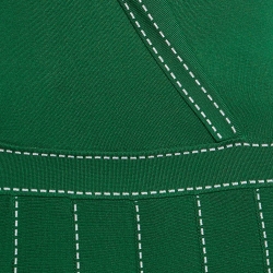 Pre Owned Elisabetta Franchi Green/White Knit Pleated Mini Dress M