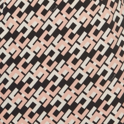 Pre Owned Elisabetta Franchi Black/Pink Logo Print Crepe Pencil Skirt M