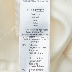 Pre Owned Elisabetta Franchi White Polka Dot Crepe Blazer XL