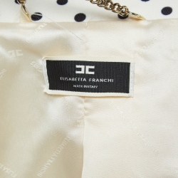Pre Owned Elisabetta Franchi White Polka Dot Crepe Blazer XL