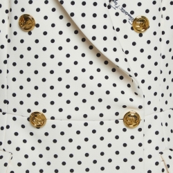 Pre Owned Elisabetta Franchi White Polka Dot Crepe Blazer XL