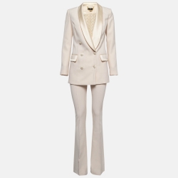 Elisabetta Franchi Cream Georgette Pant Suit M