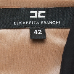 Elisabetta Franchi Black & Beige Crepe Mini Dress M