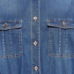 Elisabetta Franchi Blue Washed Denim Chain Embellished Jumpsuit L