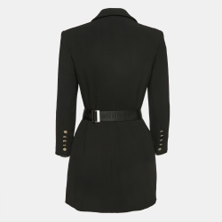 Pre Owned Elisabetta Franchi Black Crepe Double Breasted Belted Blazer M