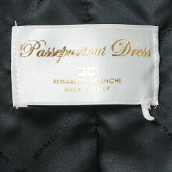 Pre Owned Elisabetta Franchi Black Crepe Double Breasted Belted Blazer M