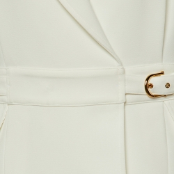 Pre Owned Elisabetta Franchi White Crepe Faux Wrap Coat Midi Dress M