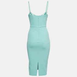 Pre Owned Elisabetta Franchi Mint Blue Crepe Chain Strapped Short Dress M