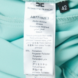 Pre Owned Elisabetta Franchi Mint Blue Crepe Chain Strapped Short Dress M