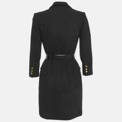 Pre Owned Elisabetta Franchi Black Crepe Double Breasted Blazer Dress S