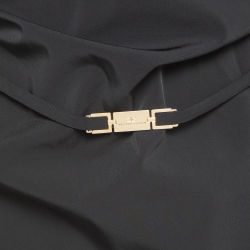 Pre Owned Elisabetta Franchi Black Synthetic Ruched Mini Dress L