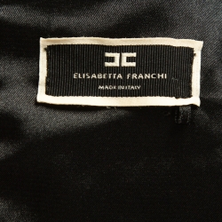 Pre Owned Elisabetta Franchi Black Synthetic Ruched Mini Dress L
