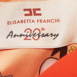 Pre Owned Elisabetta Franchi Orange Crepe Bustier Midi Dress L