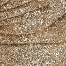 Pre Owned Elisabetta Franchi Gold Sequin Ruched One Shoulder Gown M