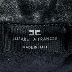 Pre Owned Elisabetta Franchi Black Faux Leather Belted Wrap Dress S