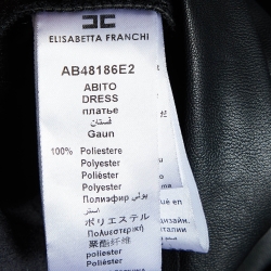 Pre Owned Elisabetta Franchi Black Faux Leather Belted Wrap Dress S