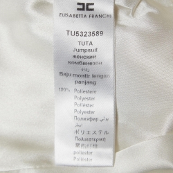 Pre Owned Elisabetta Franchi White Crepe V-Neck Jumpsuit S