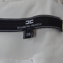 Pre Owned Elisabetta Franchi White Crepe V-Neck Jumpsuit S