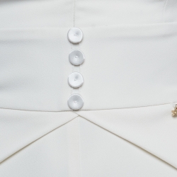 Pre Owned Elisabetta Franchi White Crepe V-Neck Jumpsuit S