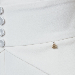 Pre Owned Elisabetta Franchi White Crepe V-Neck Jumpsuit S