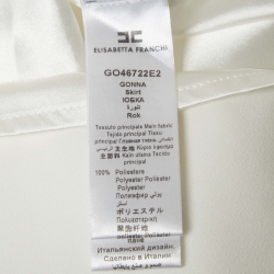 Elisabetta Franchi White Crepe Chain Detail Pleated Mini Skirt M
