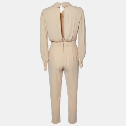 Pre Owned Elisabetta Franchi Beige Crepe Detachable Jumpsuit S