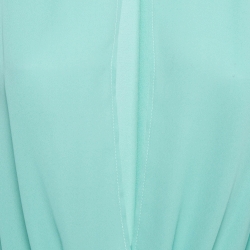 Pre Owned Elisabetta Franchi Blue Chiffon Crossover Bodysuit Shirt M