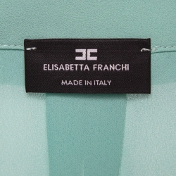Pre Owned Elisabetta Franchi Blue Chiffon Crossover Bodysuit Shirt M