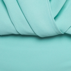 Pre Owned Elisabetta Franchi Blue Chiffon Crossover Bodysuit Shirt M