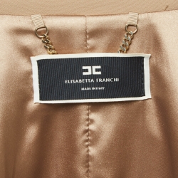 Pre Owned Elisabetta Franchi Light Brown Crepe Blazer L