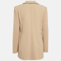 Pre Owned Elisabetta Franchi Light Brown Crepe Blazer L