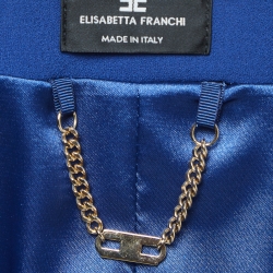 Elisabetta Franchi Blue Crepe Buttoned Jacket XL
