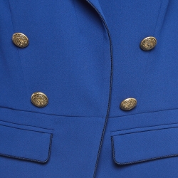 Elisabetta Franchi Blue Crepe Buttoned Jacket XL