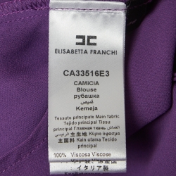 Pre Owned Elisabetta Franchi Purple Crepe Blouse L