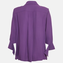 Pre Owned Elisabetta Franchi Purple Crepe Blouse L