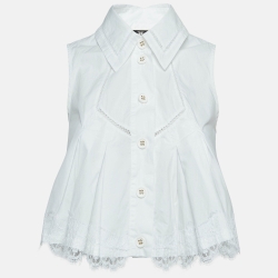 Trimmed Cotton Pleated Crop Shirt