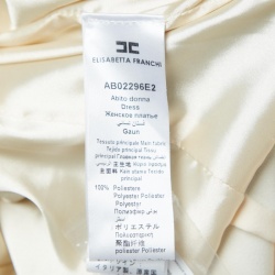 Elisabetta Franchi Cream and Black Crepe Front Open Maxi Dress L