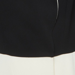 Elisabetta Franchi Cream and Black Crepe Front Open Maxi Dress L