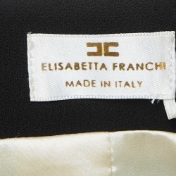Elisabetta Franchi Cream and Black Crepe Front Open Maxi Dress L