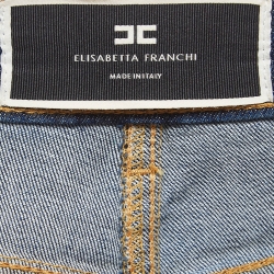 Elisabetta Franchi Blue Denim Button Detail Flared Jeans S Waist 26"