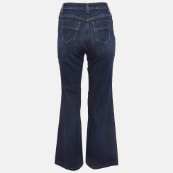 Elisabetta Franchi Blue Denim Button Detail Flared Jeans S Waist 26"