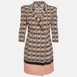 Elisabetta Franchi Multicolor Logo Print Jersey Blazer M