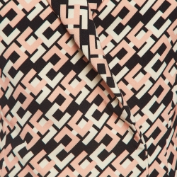 Elisabetta Franchi Multicolor Logo Print Jersey Blazer M