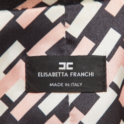 Elisabetta Franchi Multicolor Logo Print Jersey Blazer M