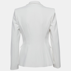 Elisabetta Franchi White Crepe Double Breasted Blazer M