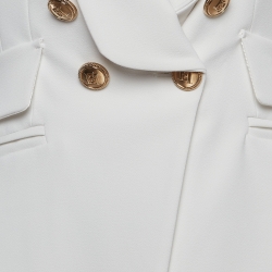 Elisabetta Franchi White Crepe Double Breasted Blazer M
